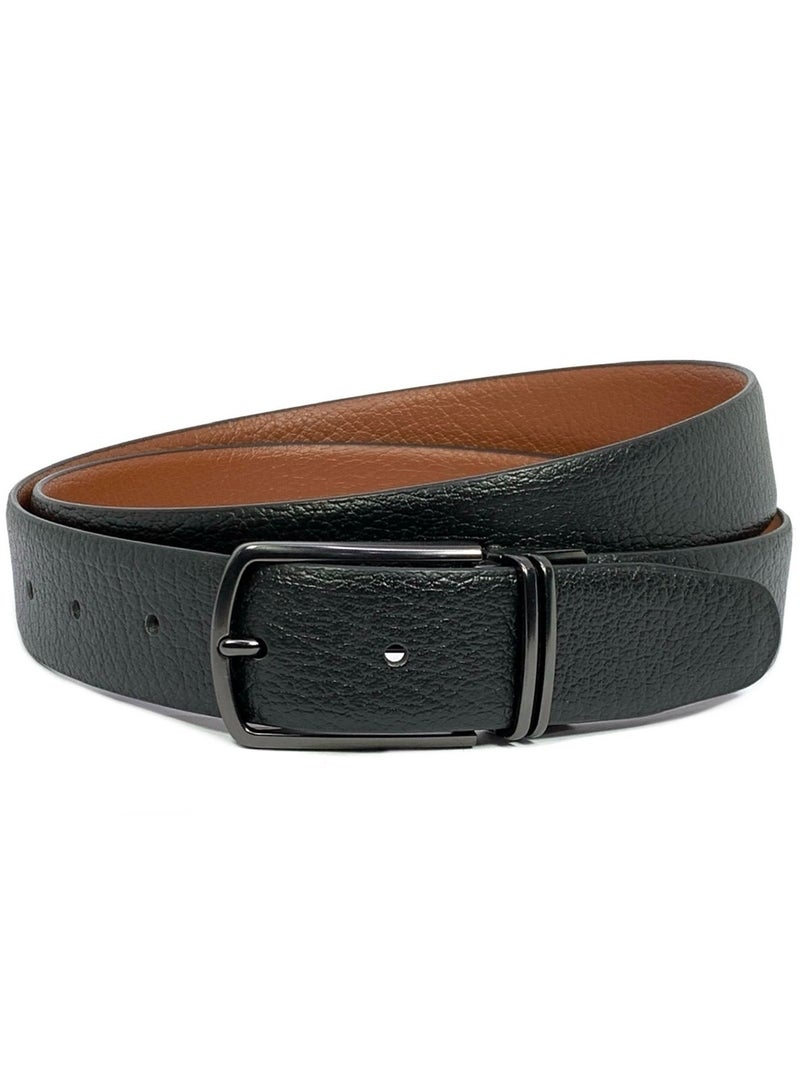 Classic Milano Genuine Leather Reversible Belt for Men | Black & Tan Formal Belt for Business or Office Wear | Men's Leather Belt - Image 1