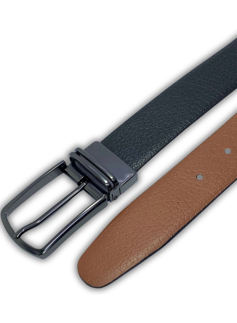 Classic Milano Genuine Leather Reversible Belt for Men | Black & Tan Formal Belt for Business or Office Wear | Men's Leather Belt - Image 2