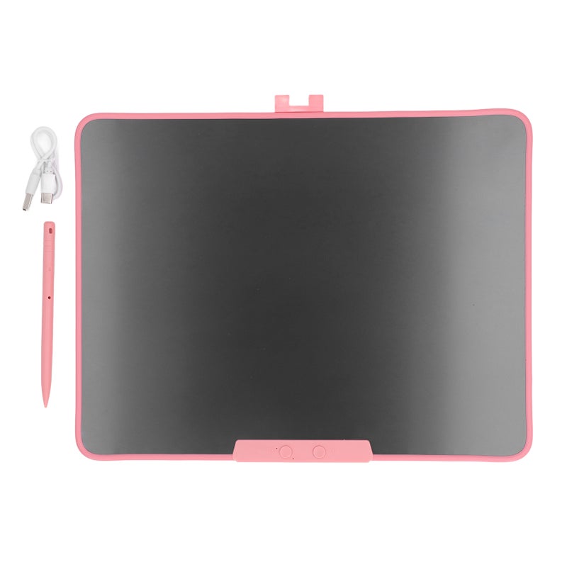 لوحة كتابة LCD مقاس 16 بوصة ألعاب رياض أطفال تعليمية لوحة رسم ملونة قابلة للمسح لأطفال اللون الوردي - Image 1