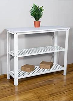 RIGID Steel Console Table with 2 Storage Shelves White 82x100x35cm 