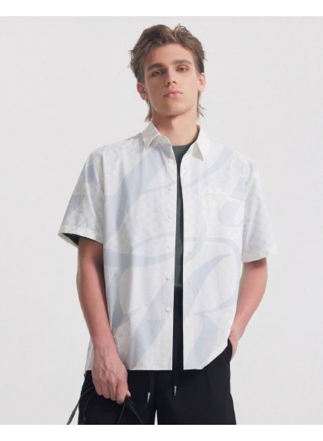 Cabbeen Mall Same Style] Men's Shirt Full Bottom Print Pattern Design Fashion Autumn Short Sleeve Casual Shirt - Image 1