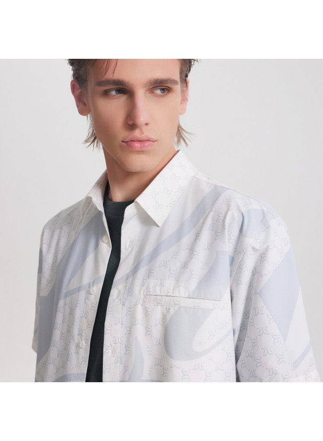 Cabbeen Mall Same Style] Men's Shirt Full Bottom Print Pattern Design Fashion Autumn Short Sleeve Casual Shirt - Image 5