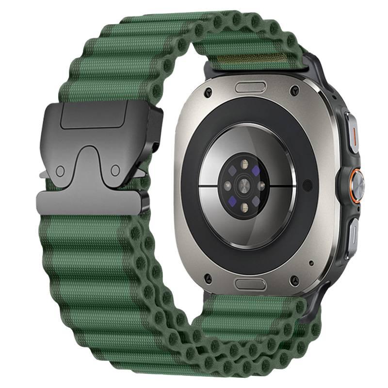 سوار ساعة ذكية سوار نايلون حلقي متوافق باللون أخضر قابل للتعديل مع Samsung Galaxy Watch 8 بملاءمة قابلة للتعديل وحزام بديل للاستخدام اليومي للتنقل اليومي سهل التخزين - Image 1