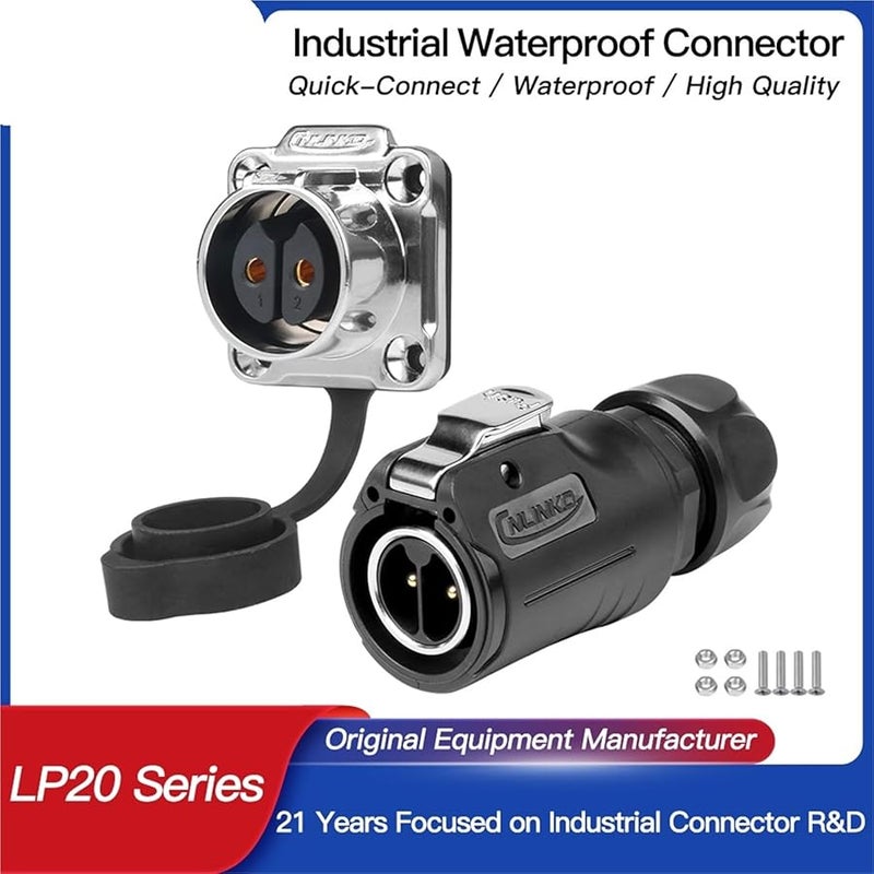 M20 Upgraded LP20 5 Pin IP68 Waterproof Circular Industrial Connector Type D Set - Image 3