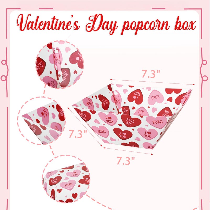 Marspark 12 Pcs Valentine Popcorn Bowl Red Heart Treat Snack Boxes Popcorn Containers Disposable Valentines Food Tray Party Supplies Galentines Decoration for Movie Night Wedding Decorations - Image 2