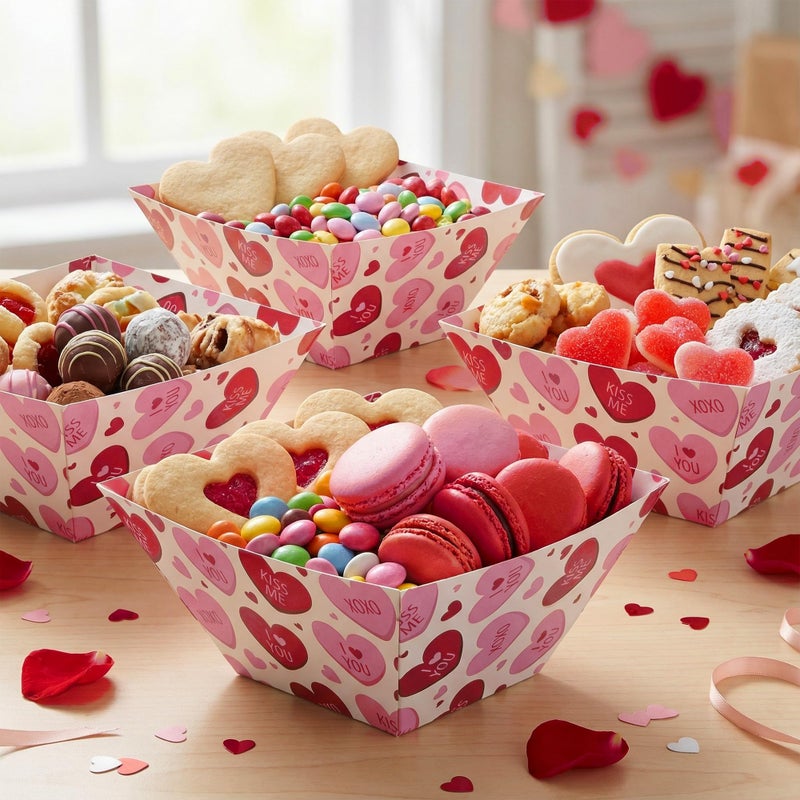 Marspark 12 Pcs Valentine Popcorn Bowl Red Heart Treat Snack Boxes Popcorn Containers Disposable Valentines Food Tray Party Supplies Galentines Decoration for Movie Night Wedding Decorations - Image 4