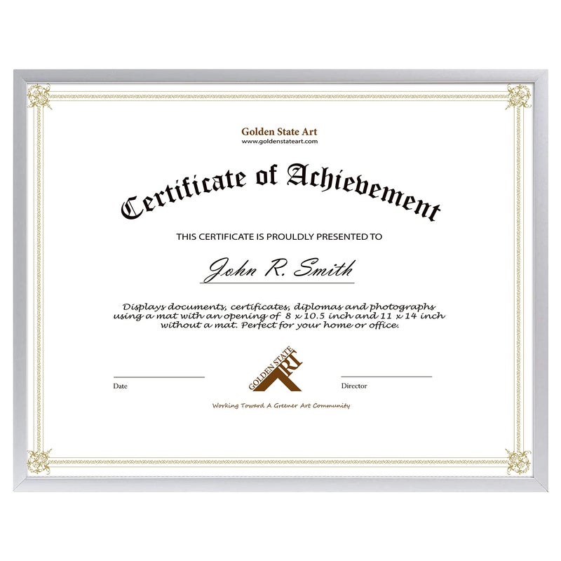 Golden State Art, 8.5x11 Aluminum Frame, Real Glass, Metal Frame for 8.5 by 11 inch Document, Certificate, Diploma. with Easel Stand (Silver, 1 Pack) - Image 2