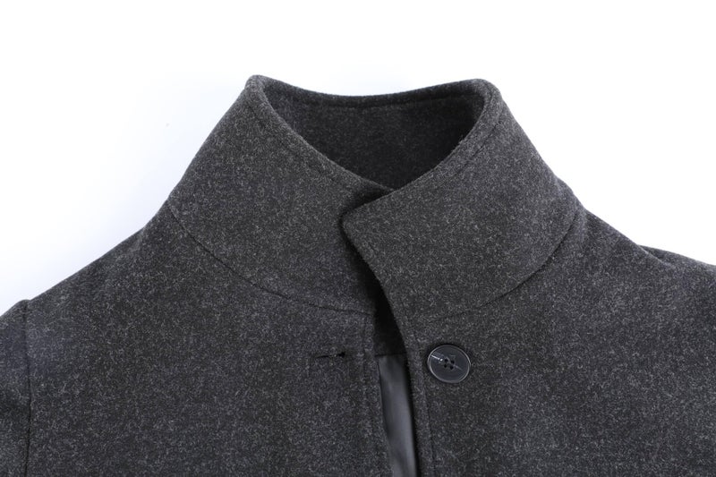 CHARTOU Women's Casual Thicken Wool Blend Stand Collar Single Breasted Pea Coat (Medium, Black) - Image 2