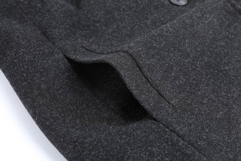 CHARTOU Women's Casual Thicken Wool Blend Stand Collar Single Breasted Pea Coat (Medium, Black) - Image 4