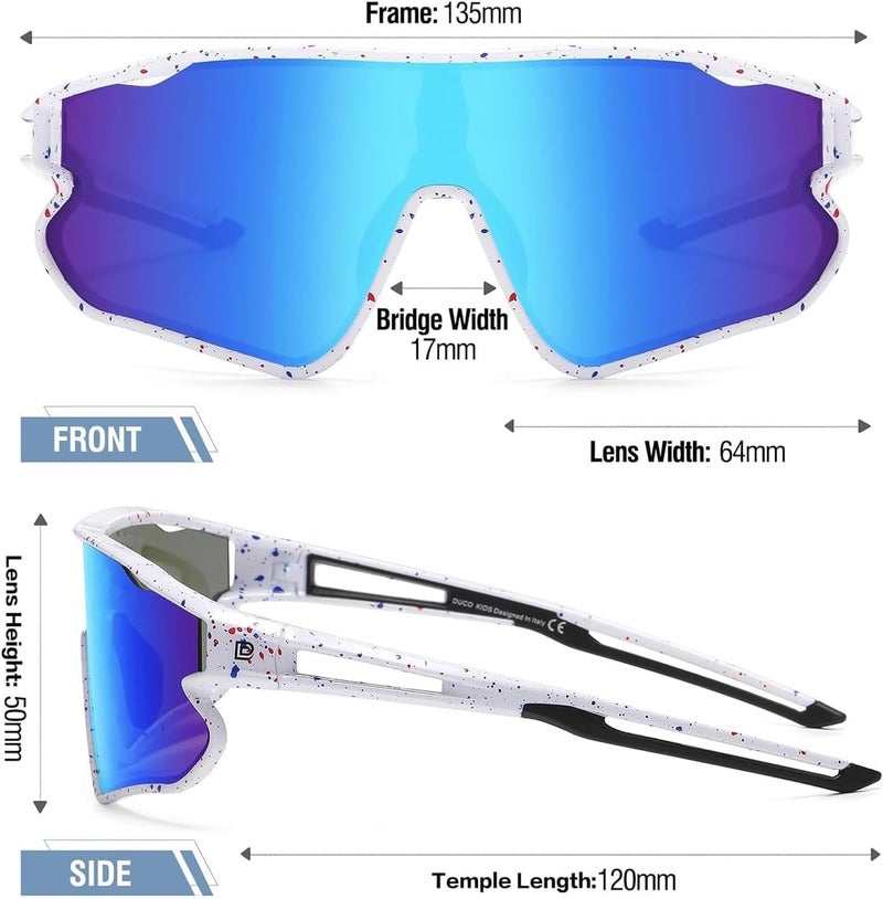 DUCO Kids Sunglasses Polarized UV Protection 400 - Kids Sports Sunglasses Boys with Lightweight TR90 Frame - Youth Baseball and Cycling Sun Glasses for Boys & Girls - DK268 - Image 3