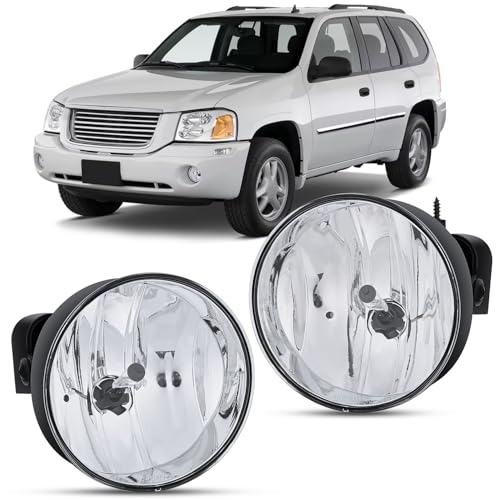 Nilight Fog Lights Assembly Compatible with 2002 2003 2004 2005 2006 2007 2008 2009 GMC Envoy Foglight Replacement w/880 12V 27W Bulbs Clear Lens - Image 1