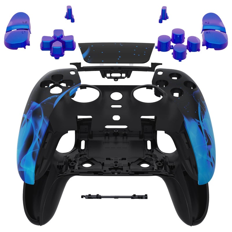 eXtremeRate Full Set Shell with Buttons Touchpad Cover Compatible with ps5 Edge Controller Blue Flame Replacement Decorative Trim Shell Front Back Plates Compatible with ps5 Edge Controller - Image 2