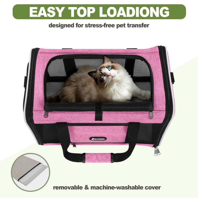 GAPZER Cat Carrier 18x11x11 Delta Airline Approved, Easy Load Soft Pet Plane Travel Bag 15 pounds, Teacup Dog Crate 12 lbs, Yorkie Kennel Carrying Case, Kitten Toy Poodle Mesh Cage up to 20lbs Pink - Image 5