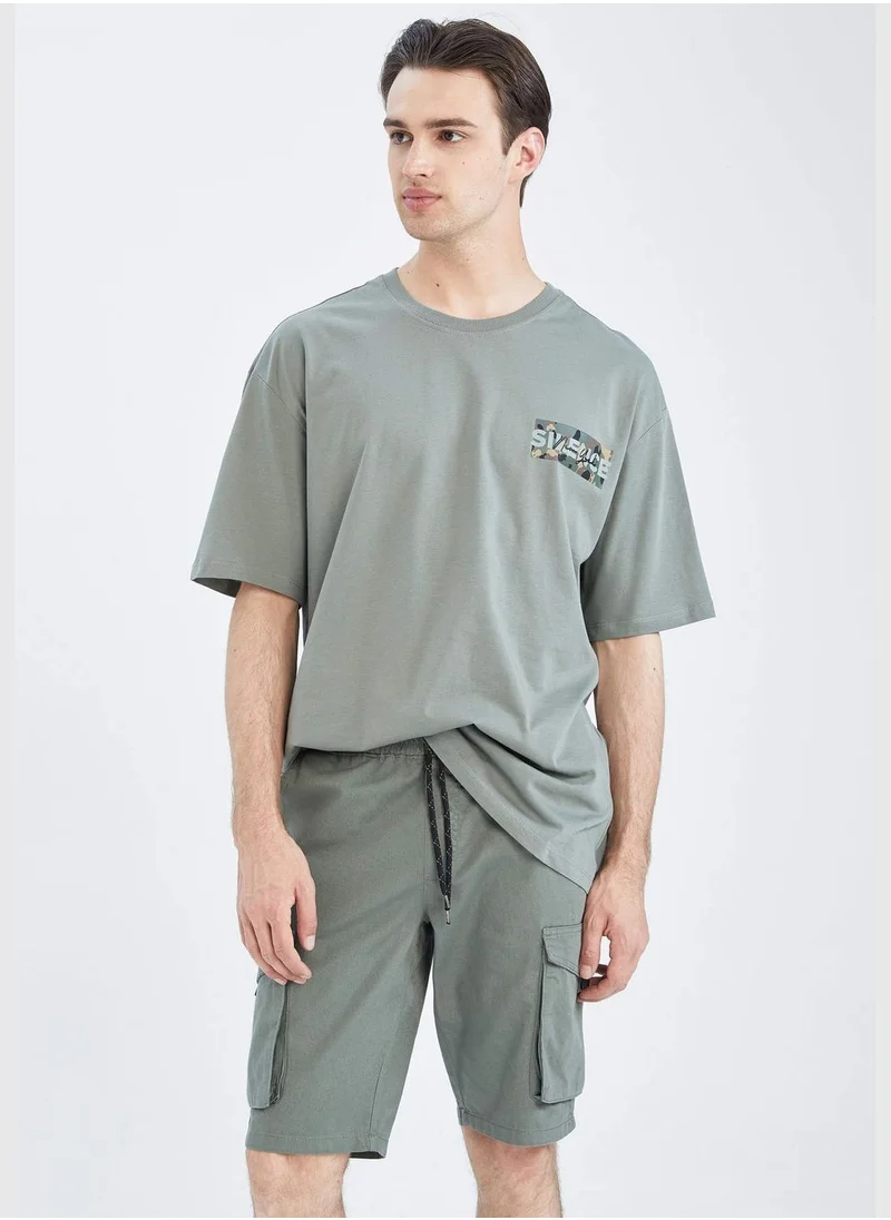 ديفاكتو Oversized Short Sleeve Back Slogan Print T-Shirt