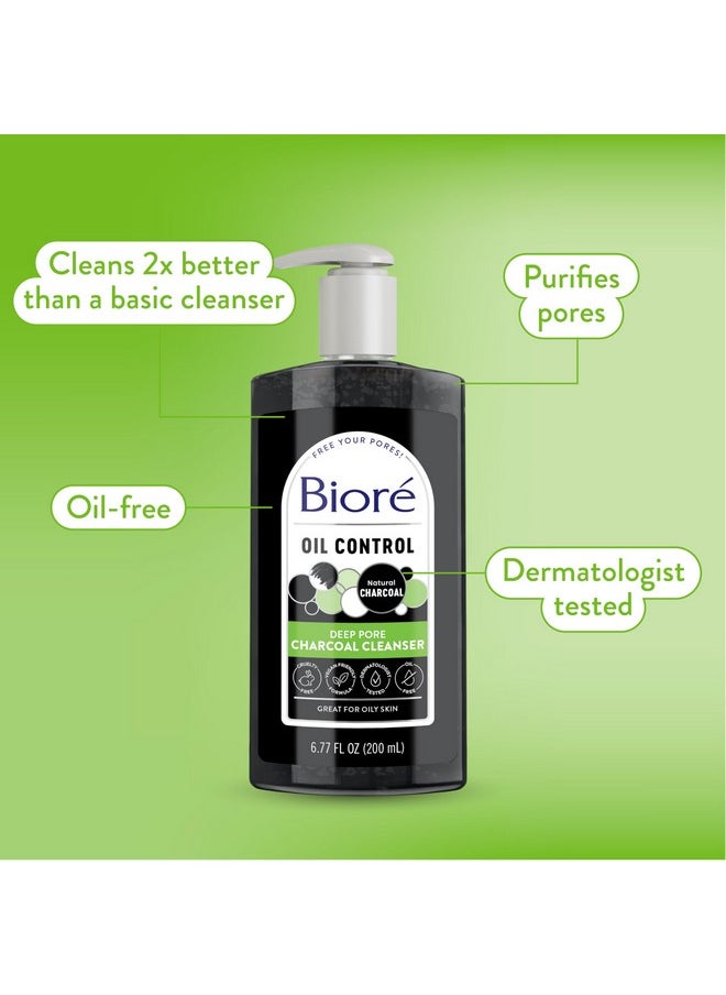 Biore - Deep Pore Charcoal Cleanser With Deep Pore Cleansing For Dirt And Makeup Removal From Oily Skin 6.77 Ounce (Pack Of 12) - Image 1