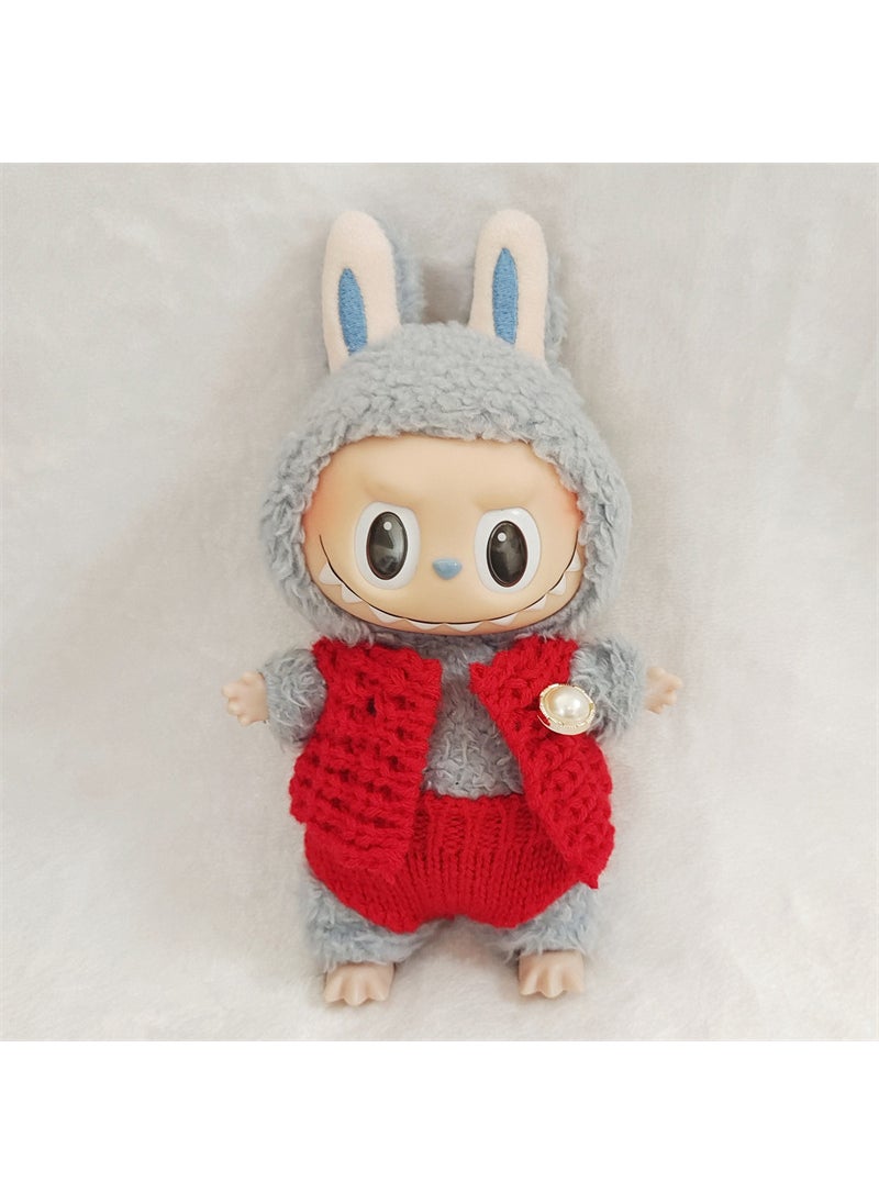 Hot Sale Labubu Doll Knit Underwear Vest Pants Accessories Red Knitted Vest Red Knitted Underwear 
