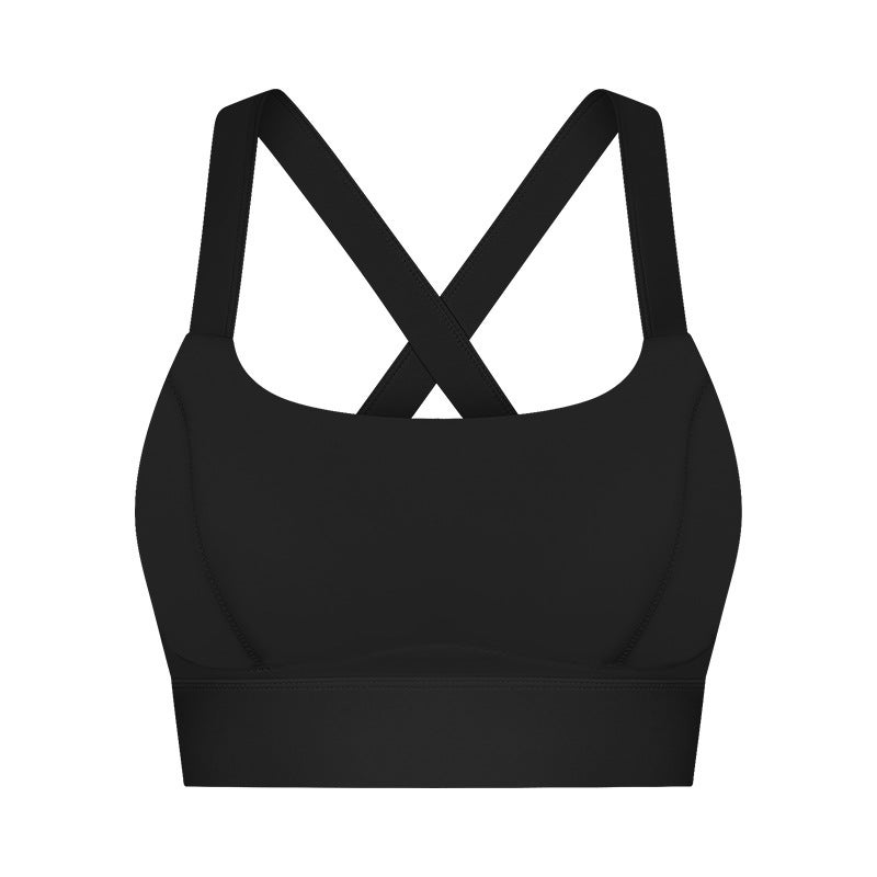 New Summer Naked-Feel Sports Bra Cross-Back Shockproof Boston Orange - Image 2