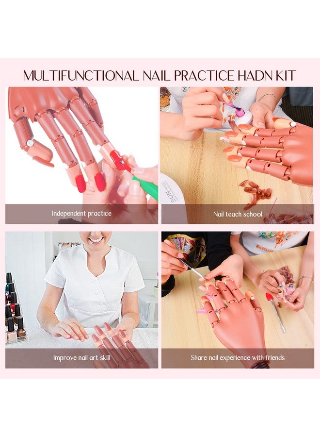 Saviland Practice Hand for Acrylic Nails, Flexible Moveable Fake Hands, Manicure Trainng Hand Nail Kit for Beginners, Movable Nail Maniquin Hand with 200PCS Nail Tips, Nail Glues, Brush and Clipper - Image 5