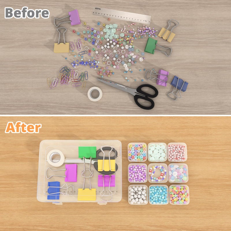 Mathtoxyz Bead Organizer Box, 62Pcs Small Organizers and Storage Plastic Cases, Mini Clear Storage Containers With Hinged Lid, Rectangle for Bracelet Making, DIY Jewelry Craft, Nail - Image 5