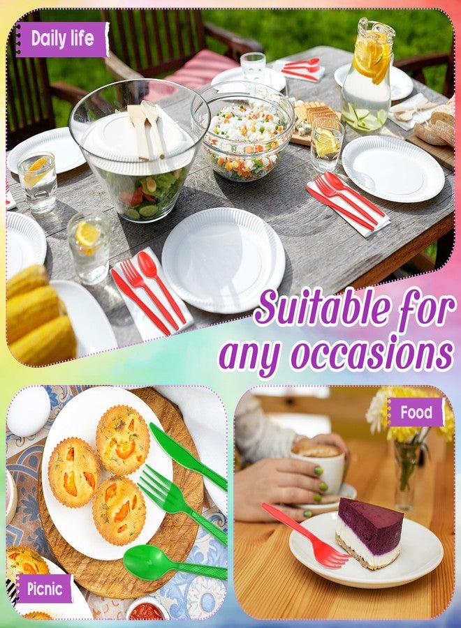 Zhehao 405 Pcs Hard Plastic Utensils Plastic Silverware Set Cutlery Set Disposable Flatware Dinnerware Forks 135 Spoons and Knives Birthday Wedding Party Dinner(Solid Color,Classic Color) - Image 4