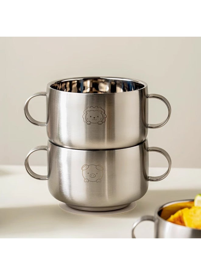 Onlycook 316l Stainless Steel Children's Food Bowl With Lid, Food-grade Suction Cup Bowl, Baby Tableware - Little Pig 350ml - Image 5