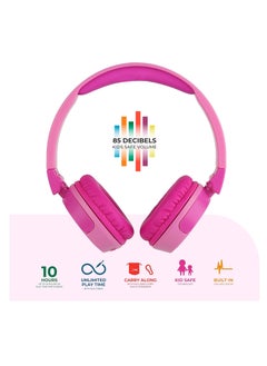 Altec Lansing Kid Safe 2-in-1 Wireless Bluetooth Headphones Crystal Clear Sound, 30 hours Play Time Safe Volume Limiting, Foldable Design, Pink  - Image 2