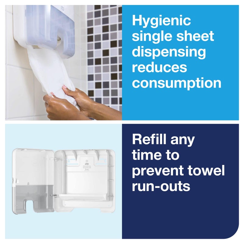 Tork Xpress Mini Multifold Hand Towel Dispenser White H2, One-at-a-Time Dispensing, Elevation Range, 553120 - Image 3