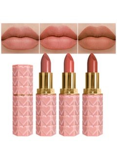 CAKAILA 3 Pcs Matte Velvet Lipstick for Women Set,Nude Long Lasting Matte Lipstick 24H Waterproof for Girls Natural Lip Makeup,Matte Non-Stick Lipstick Makeup for Women,labiales magicos 24 horas originales 