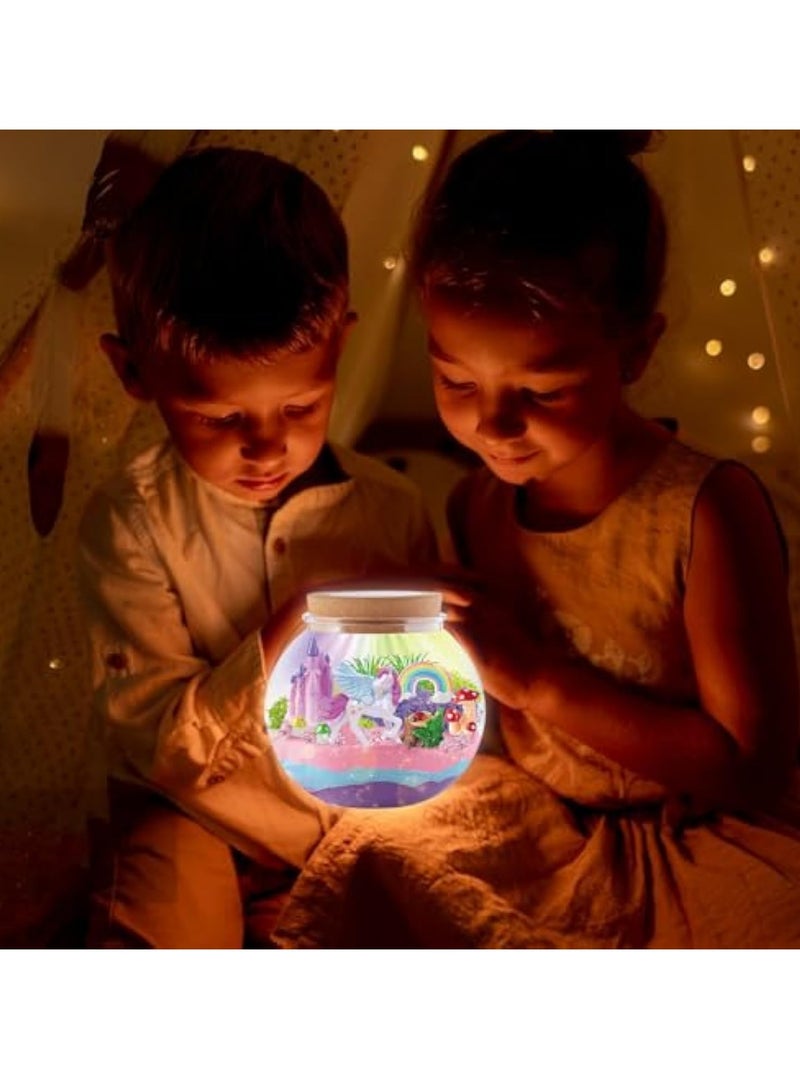 YelaJoy Unicorn Terrarium Crafts Kit, DIY Unicorn Toys Kit for Kids Girls, Unicorn Arts and Craft, LED Night Light Christmas Gifts Birthday Gift for Girls (Unicorn) - Image 4