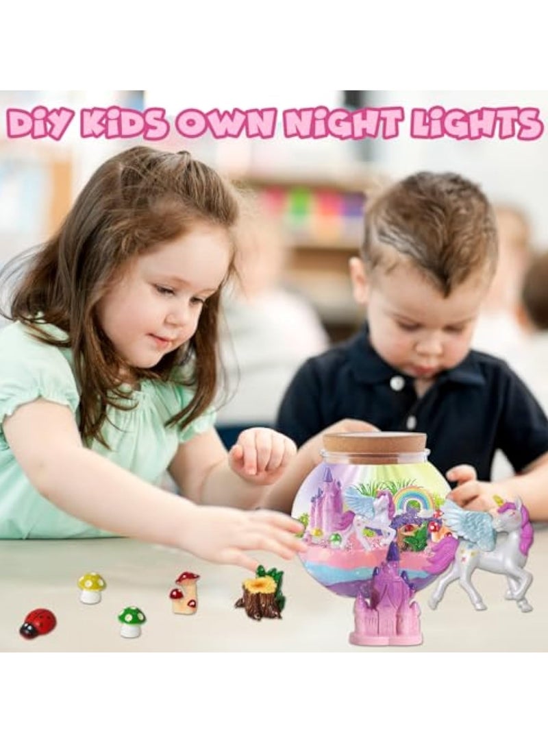 YelaJoy Unicorn Terrarium Crafts Kit, DIY Unicorn Toys Kit for Kids Girls, Unicorn Arts and Craft, LED Night Light Christmas Gifts Birthday Gift for Girls (Unicorn) - Image 2