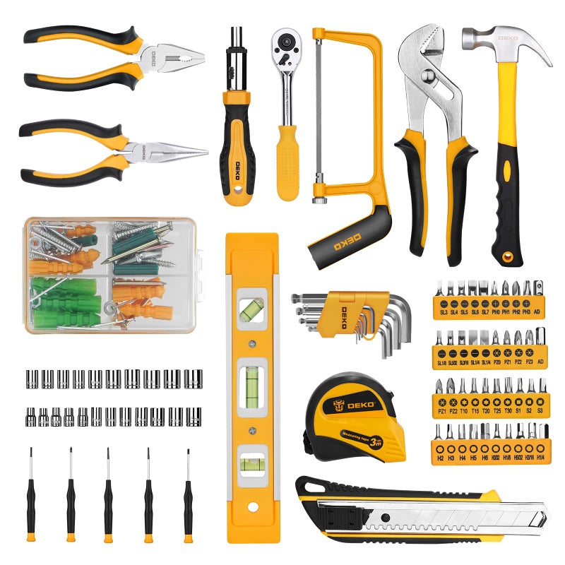 DEKOPRO 228 Piece Socket Wrench Auto Repair Tool Combination Package Mixed Tool Set Hand Tool Kit with Plastic Toolbox Storage Case - Image 3