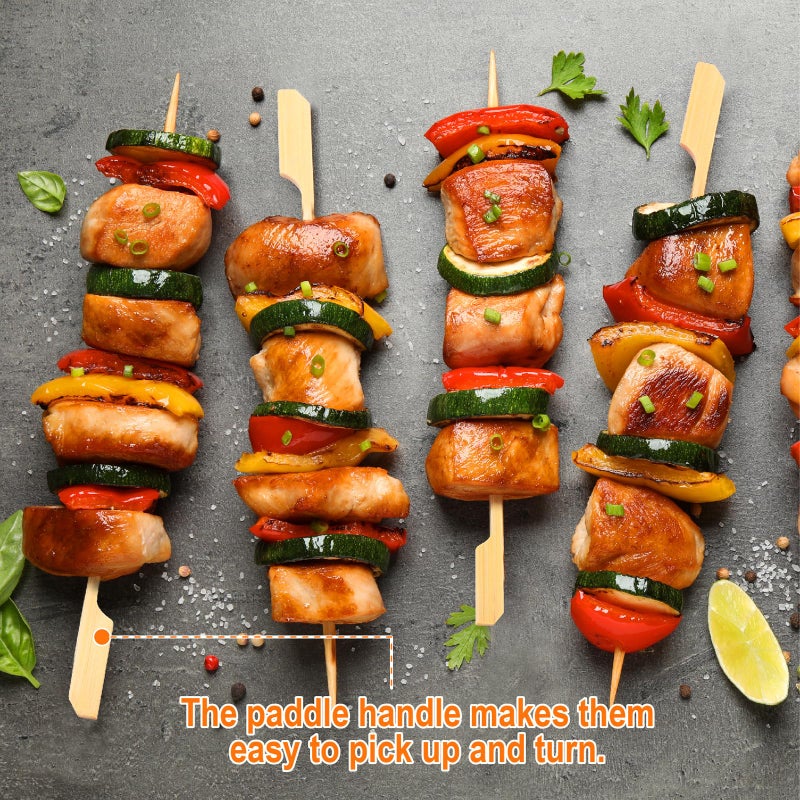 DOUDOULE 200PCS Bamboo Skewers for Appetizers, [6 Inch] Long Cocktail Picks Fancy Toothpicks for Appetizers, Flat Paddle Wooden Skewers Food Sticks for Party Drinks Fruit BBQ, Charcuterie Boards Accessories - Image 3