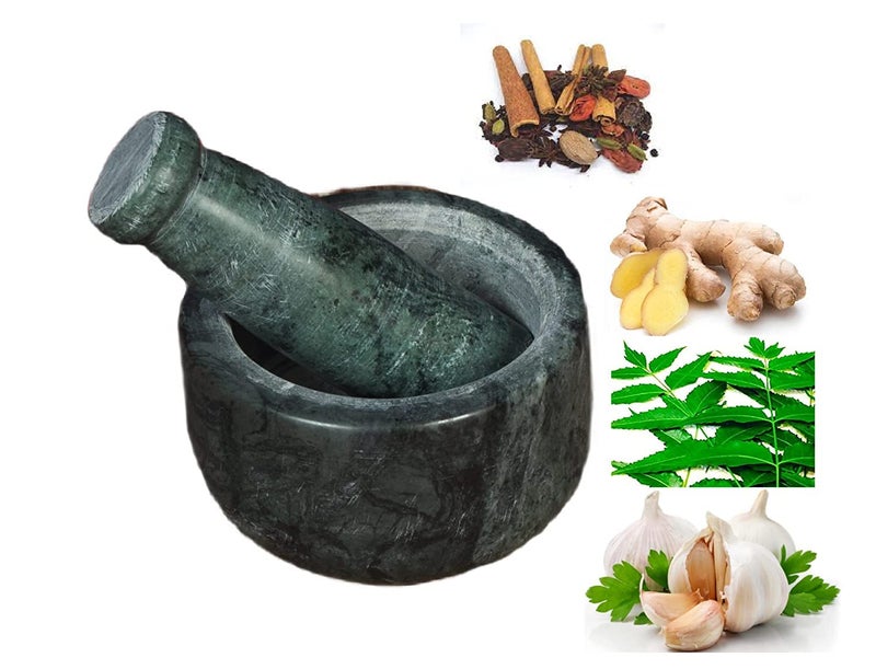 RSPTJM imam dasta okhali and masher GREEN okhali and musal motor and pestle marble Natural GREEN Marble Mortar and Pestle Set Imam Dasta Ohkli Musal Kharal 4 Inches GREEN - Image 2