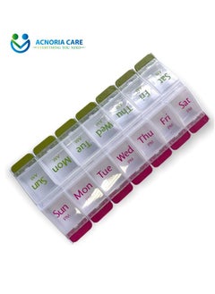 ACNORIA CARE Large Weekly Pill Organizer 7 Days Morning And Evening Pill Organizer 14 Easy Open Compartments - From Acnoria Care - Size 22 * ​​11.2 * 2.4 cm  - Image 2