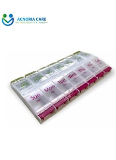 ACNORIA CARE Large Weekly Pill Organizer 7 Days Morning And Evening Pill Organizer 14 Easy Open Compartments - From Acnoria Care - Size 22 * ​​11.2 * 2.4 cm  - Image 3