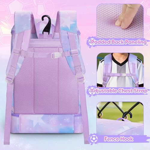 Smasrob Soccer Backpack for Girls with Separate Ball Pocket and Shoe Compartment, Sports Bags for Soccer, Basketball, Volleyball, Purple - Image 5