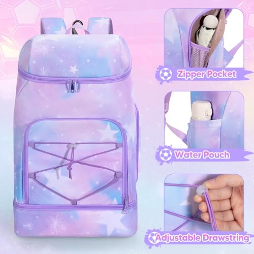 Smasrob Soccer Backpack for Girls with Separate Ball Pocket and Shoe Compartment, Sports Bags for Soccer, Basketball, Volleyball, Purple - Image 2