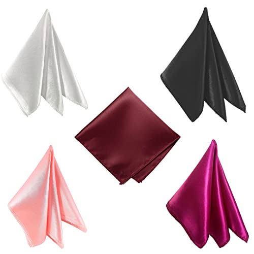 Young Arrow Satin Pocket Square for Men, Wedding Handkerchief for Suits, Blazers & Tuxedo, Pocket Square Combo (Pack of 5) (Multicolor) - Image 1