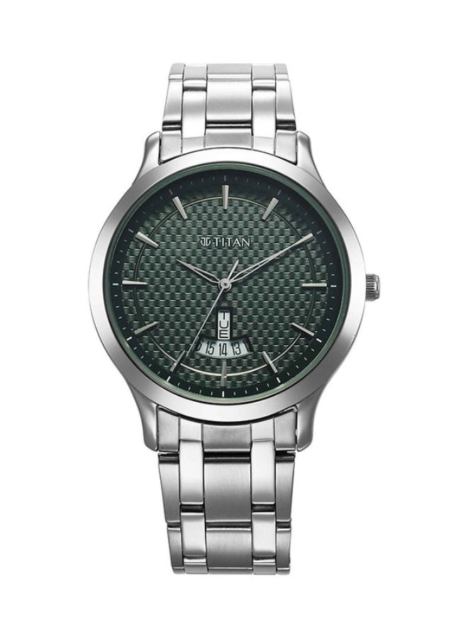 Titan Karishma Analogue Watch Green Round Dial  Steel Strap for Men's - Image 1