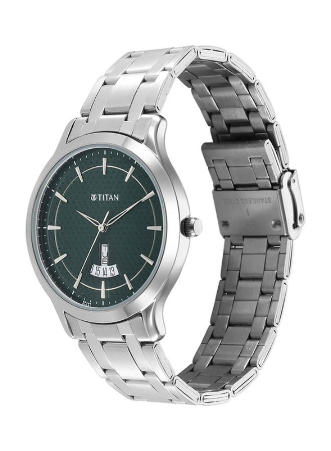 Titan Karishma Analogue Watch Green Round Dial  Steel Strap for Men's - Image 3