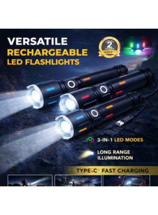 كي إف مصباح يدوي LED قابل لإعادة الشحن 360 KF-1087 — مصباح بعيد المدى 3 في 1 - Image 1