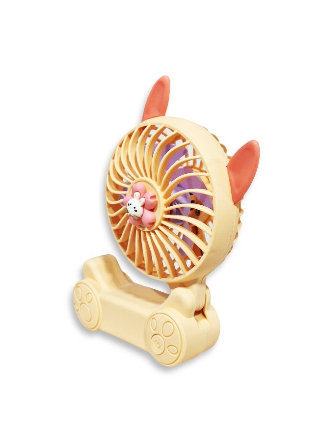 Handheld Fan, Cute Cartoon Portable Fan, 2 Speeds, Rechargeable Battery via USB Cable for Easy Use Anywhere, Small and Lightweight Design Perfect for Carrying in Bag or on Desk, Safe Materials and Attractive Design for Kids and Adults, One side Movable Head with Base to Fix Fan on Table, Great Summer Gift  - Image 5