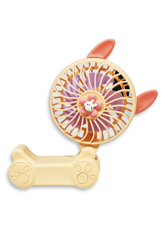 Handheld Fan, Cute Cartoon Portable Fan, 2 Speeds, Rechargeable Battery via USB Cable for Easy Use Anywhere, Small and Lightweight Design Perfect for Carrying in Bag or on Desk, Safe Materials and Attractive Design for Kids and Adults, One side Movable Head with Base to Fix Fan on Table, Great Summer Gift  - Image 4
