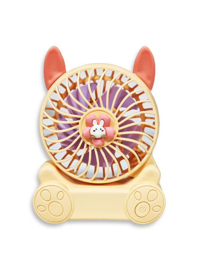 Handheld Fan, Cute Cartoon Portable Fan, 2 Speeds, Rechargeable Battery via USB Cable for Easy Use Anywhere, Small and Lightweight Design Perfect for Carrying in Bag or on Desk, Safe Materials and Attractive Design for Kids and Adults, One side Movable Head with Base to Fix Fan on Table, Great Summer Gift  - Image 1