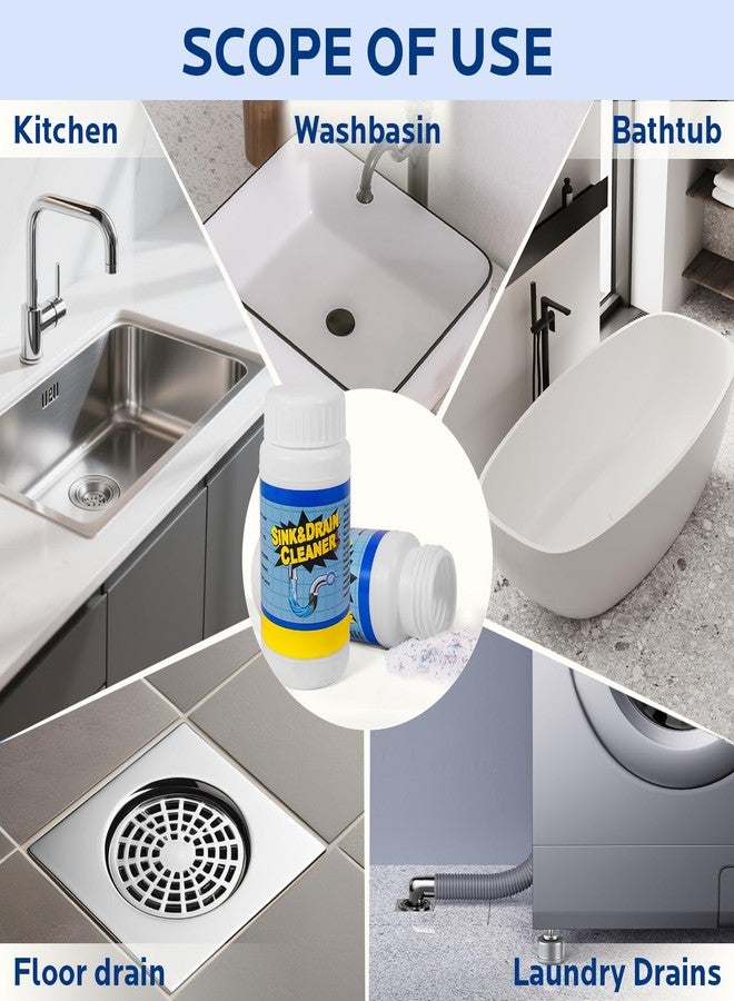 مجموعة مسحوق تنظيف الأحواض والمصارف: مزيل سريع المفعول لانسداد الأنابيب في مطابخ وحمامات ومصارف الأرضيات - مزيل انسداد المصارف للصيانة الدورية للسباكة المنزلية (عبوة من 4 قطع) - Image 5