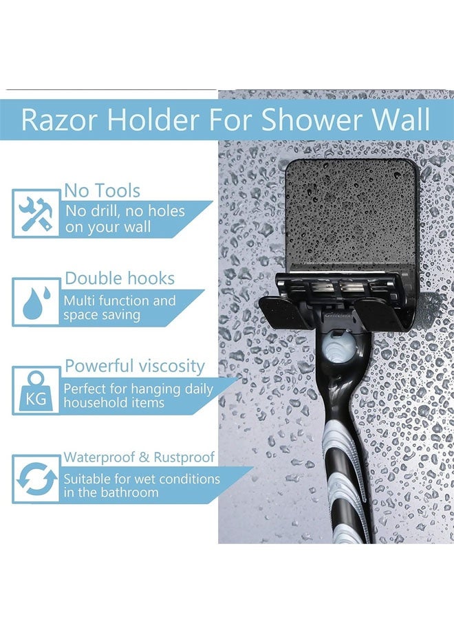 2 Pcs Self Adhesive Stainless Steel Razor Hooks, Waterproof Shaver Holder - Image 5