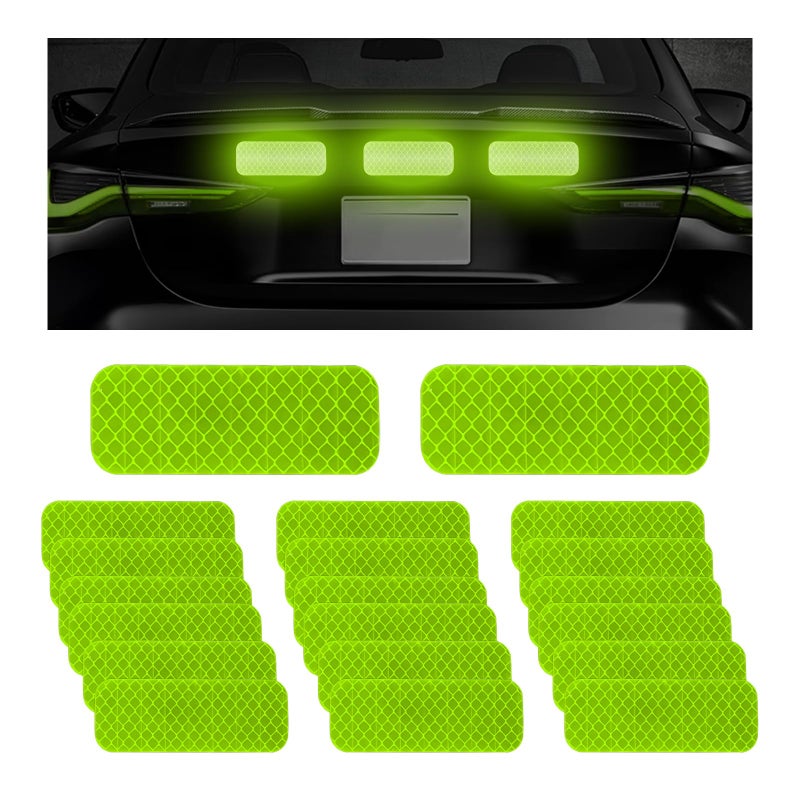 Yourkar 20 PCS Powerful Reflective Decal PET Night Visibility Stickers Waterproof Warning Stickers Fit for Most SUVsTrucks Car Accessories Green - Image 3