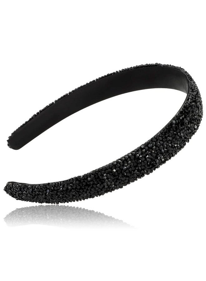FASOTY Rhinestone Headband Women Girls Fashion Handmade Black Crystal Diamond Bling Headbands Hair Hoops Sparkle Glitter Beaded Jeweled Hairband Hair Accessories - Image 2