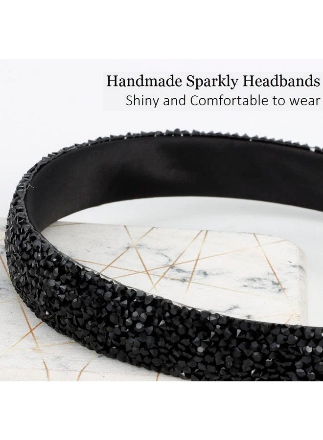 FASOTY Rhinestone Headband Women Girls Fashion Handmade Black Crystal Diamond Bling Headbands Hair Hoops Sparkle Glitter Beaded Jeweled Hairband Hair Accessories - Image 5