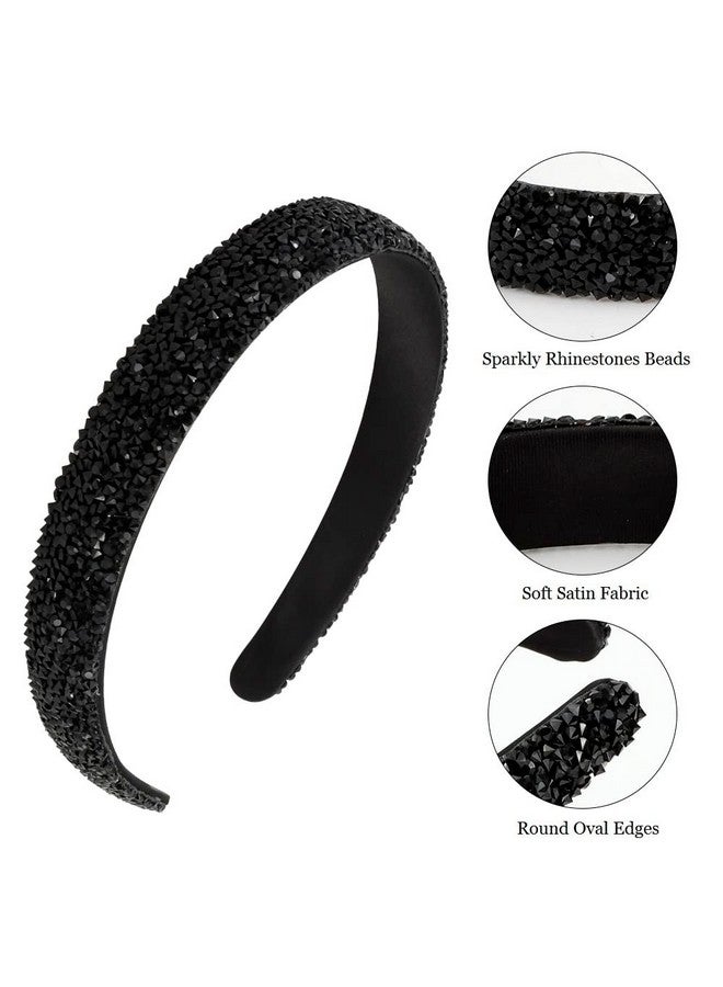 FASOTY Rhinestone Headband Women Girls Fashion Handmade Black Crystal Diamond Bling Headbands Hair Hoops Sparkle Glitter Beaded Jeweled Hairband Hair Accessories - Image 4